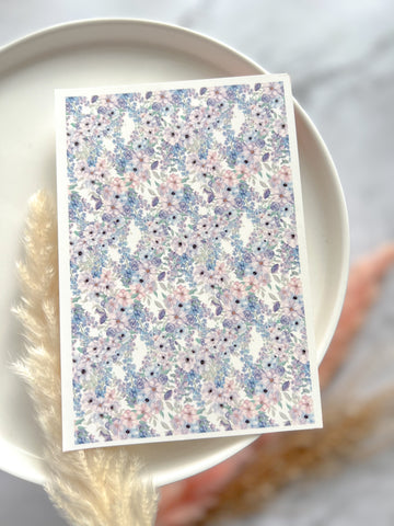 1 Sheet, Approx 13x90cm, Floral Print Water Decal Image Transfer for Polymer Clay / Ceramics
